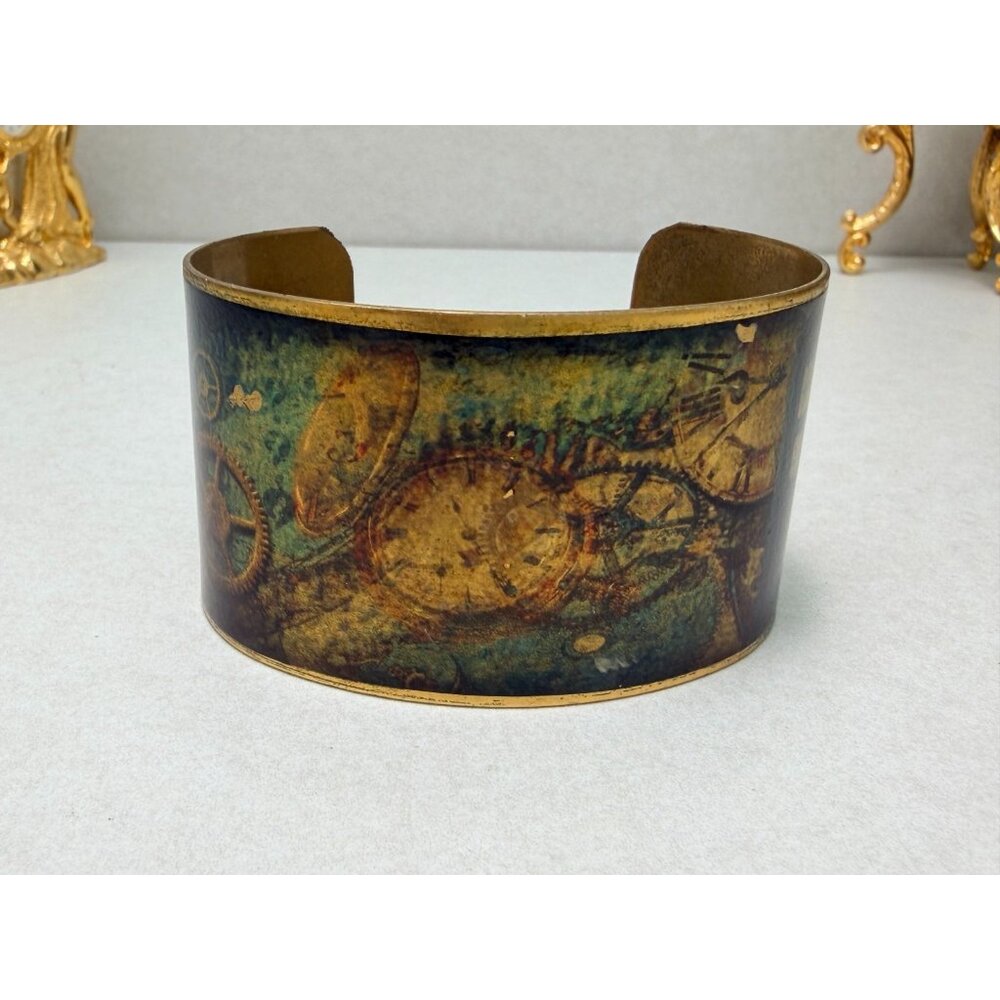 Steampunk TARDIS Brass Cuff Bracelet Doctor Who Dalek Timepiece Art